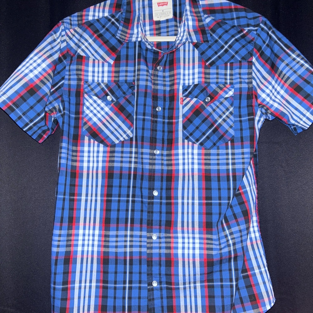 Mens Levi plaid button down shirt size medium